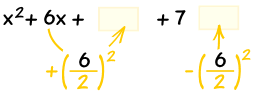 x^2 + 6x + (6/2)^2 + 7 - (6/2)^2 