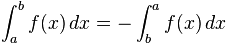 definite integral a to b = negative of b to a